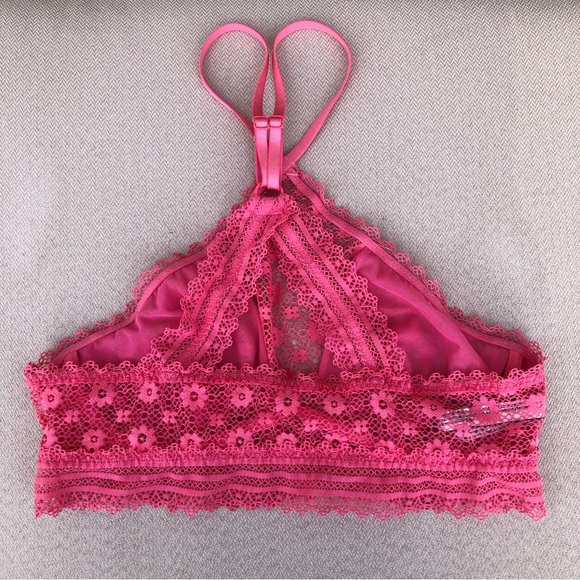 Victoria's Secret Floral Stretchy Lace Pink Racer Back Underwire Bralette M - Picture 4 of 13